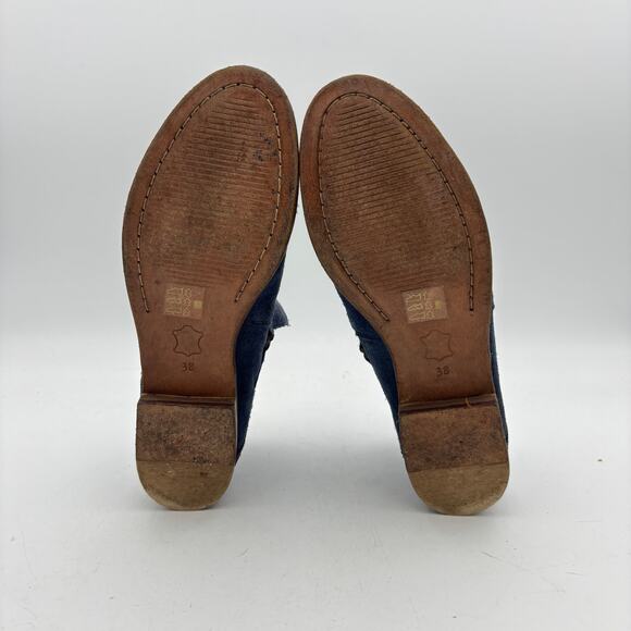 Free People Summit Blue Suede Ankle Boots Women's 38 US 8 Indie Boho - Picture 7 of 11